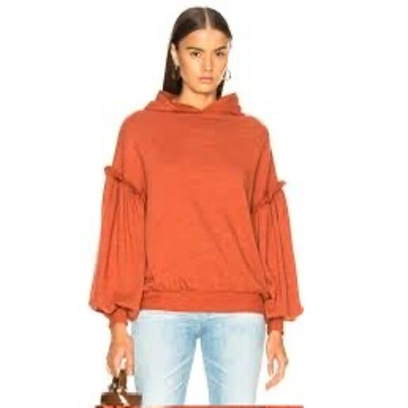 Adriano Goldschmied Deegan Sweatshirt‎ Womens Medium Rust Brown Hoodie Boho - Picture 1 of 12
